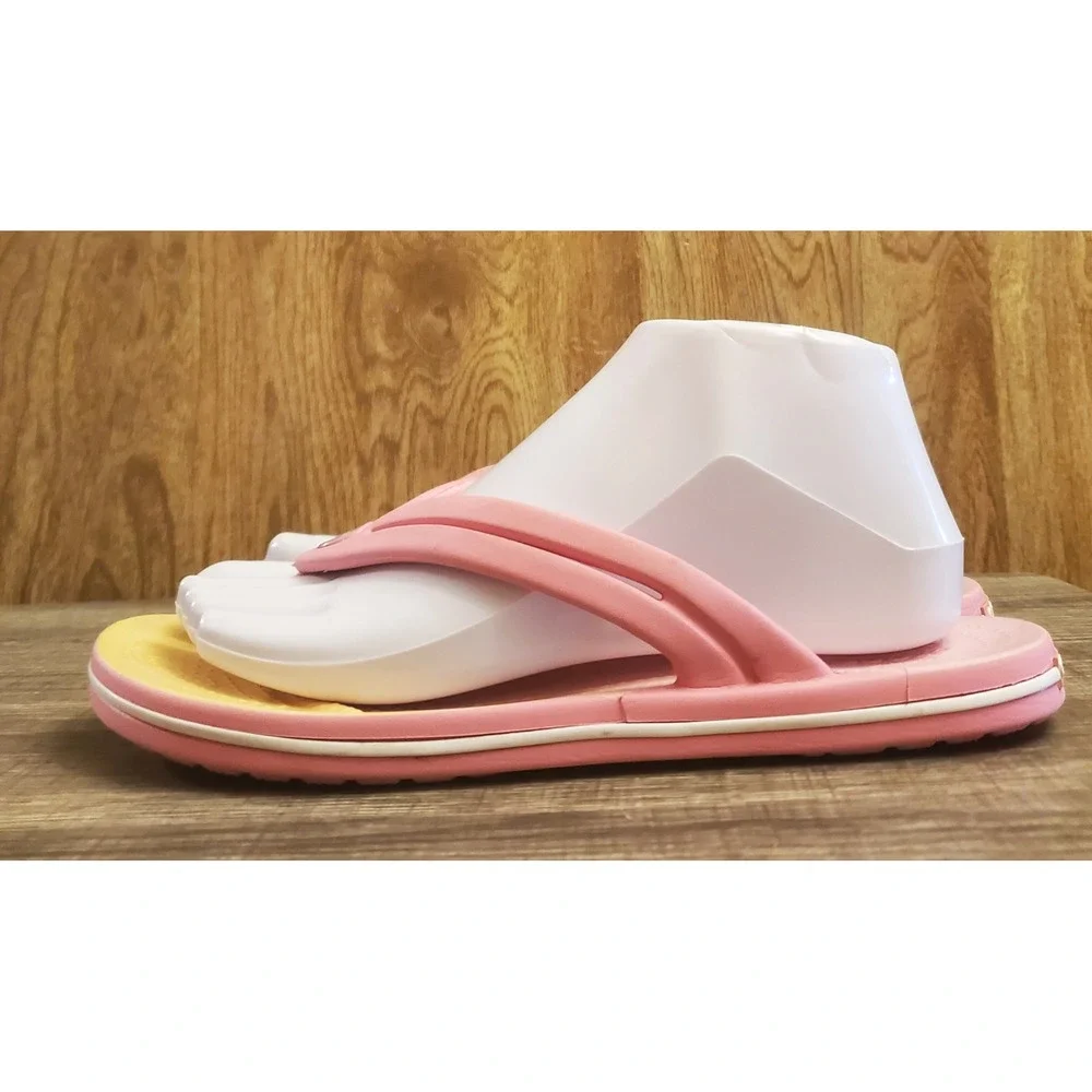 Crocs Crocband Flip Flops Ombre Thong Sandals‎ Womens Size 8 Pink Yellow